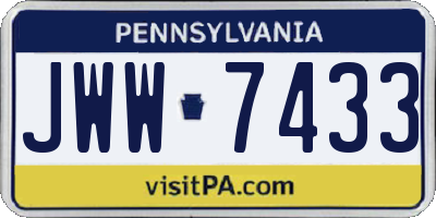 PA license plate JWW7433