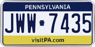 PA license plate JWW7435