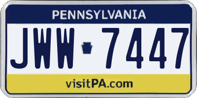 PA license plate JWW7447