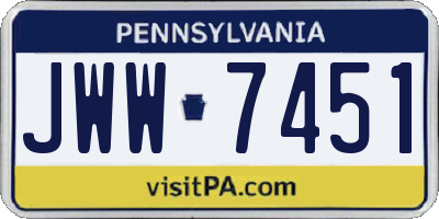 PA license plate JWW7451