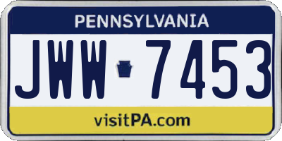 PA license plate JWW7453