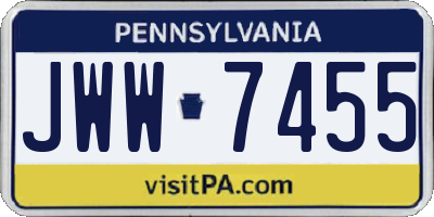 PA license plate JWW7455