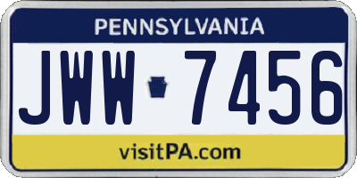 PA license plate JWW7456