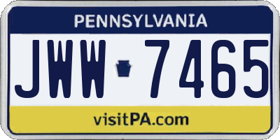PA license plate JWW7465