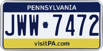 PA license plate JWW7472