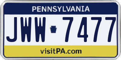 PA license plate JWW7477