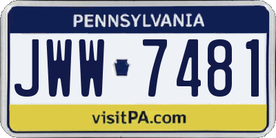 PA license plate JWW7481