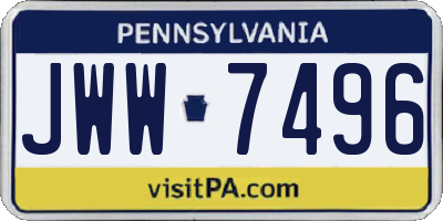 PA license plate JWW7496