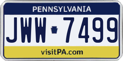 PA license plate JWW7499