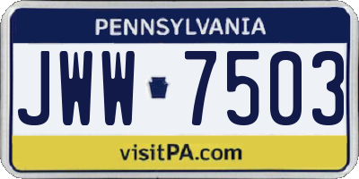 PA license plate JWW7503