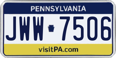 PA license plate JWW7506
