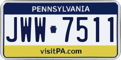 PA license plate JWW7511