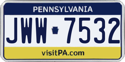 PA license plate JWW7532
