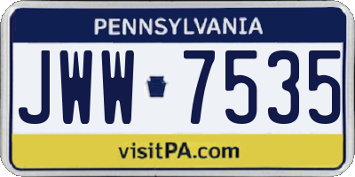 PA license plate JWW7535