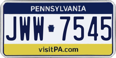 PA license plate JWW7545