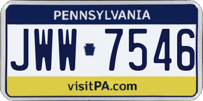 PA license plate JWW7546