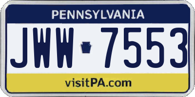 PA license plate JWW7553