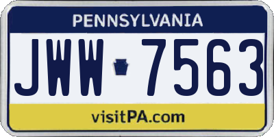 PA license plate JWW7563