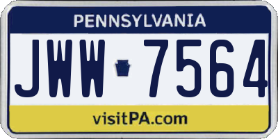 PA license plate JWW7564