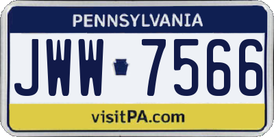 PA license plate JWW7566