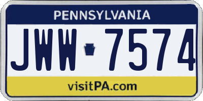 PA license plate JWW7574