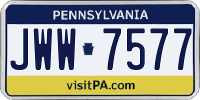 PA license plate JWW7577