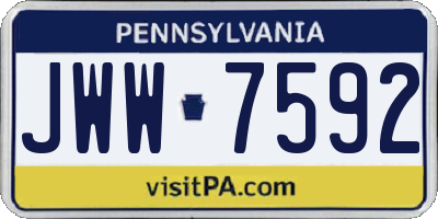 PA license plate JWW7592