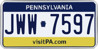 PA license plate JWW7597