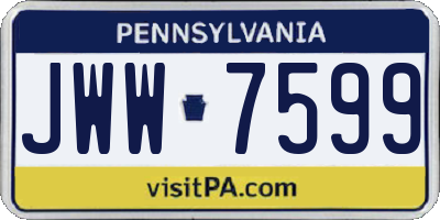 PA license plate JWW7599
