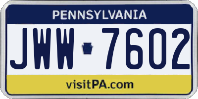 PA license plate JWW7602