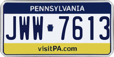 PA license plate JWW7613