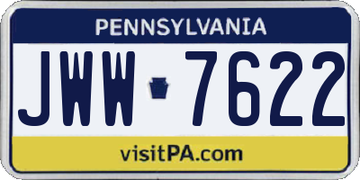 PA license plate JWW7622