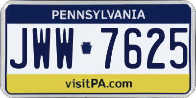 PA license plate JWW7625
