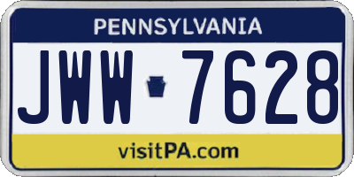 PA license plate JWW7628