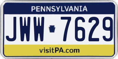 PA license plate JWW7629