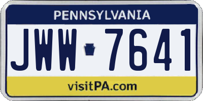 PA license plate JWW7641
