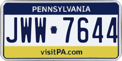 PA license plate JWW7644