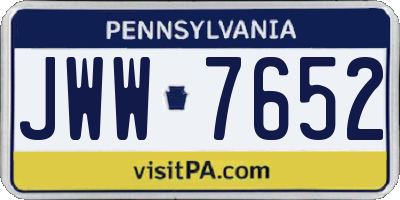 PA license plate JWW7652