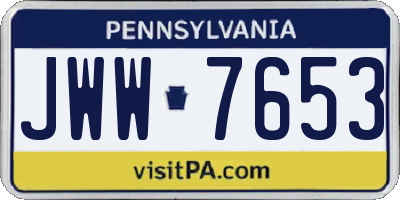 PA license plate JWW7653