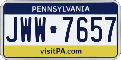 PA license plate JWW7657