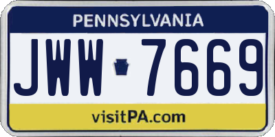 PA license plate JWW7669