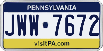 PA license plate JWW7672