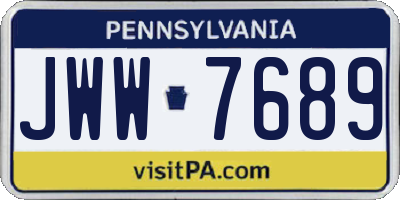 PA license plate JWW7689