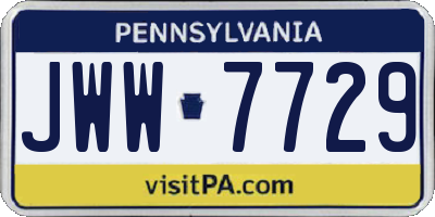 PA license plate JWW7729