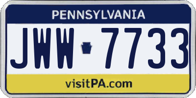 PA license plate JWW7733