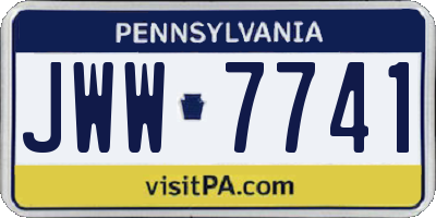 PA license plate JWW7741