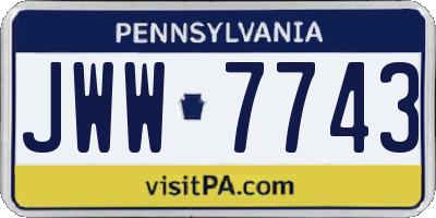 PA license plate JWW7743