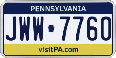 PA license plate JWW7760