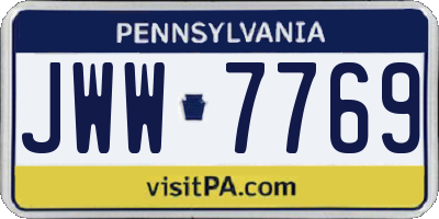 PA license plate JWW7769