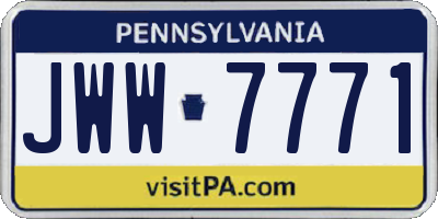 PA license plate JWW7771